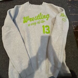 Gray Wrestling Sweatshirt with Green Print